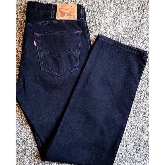 Levis 505 Jeans Mens Size 38x34 Relaxed Straight Fit 100% Cotton BLACK Denim - Picture 1 of 10